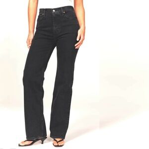 New Abercrombie 90s Relaxed Jeans High Rise Curve Love Black